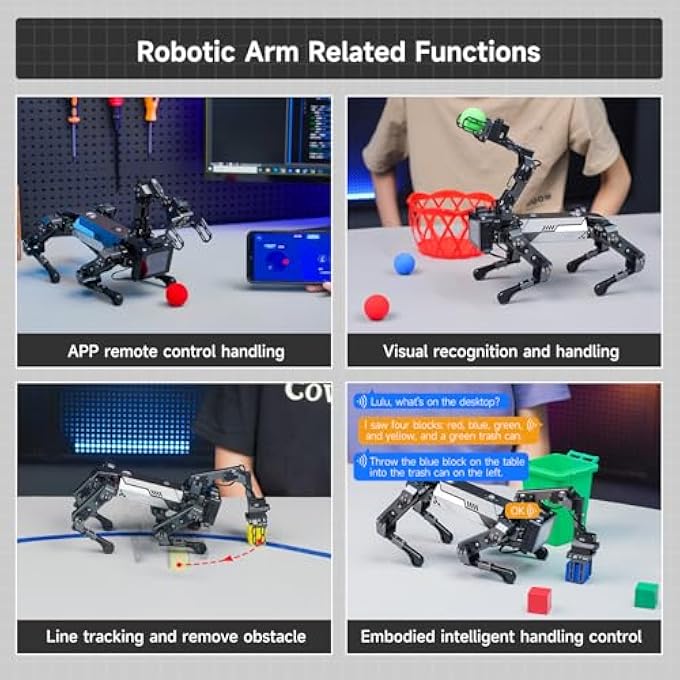 rayihni AI EMBODIED INTELLIGENT ROBOT DOG, 15DOF, PROGRAMMING EDUCATION AI ROBOTERHUND WITH ROBOTIC ARMS, THINKING ROBOTER HUND, APP CONTROLLED VISUAL RECOGNITION ROBOT PET - Image 4